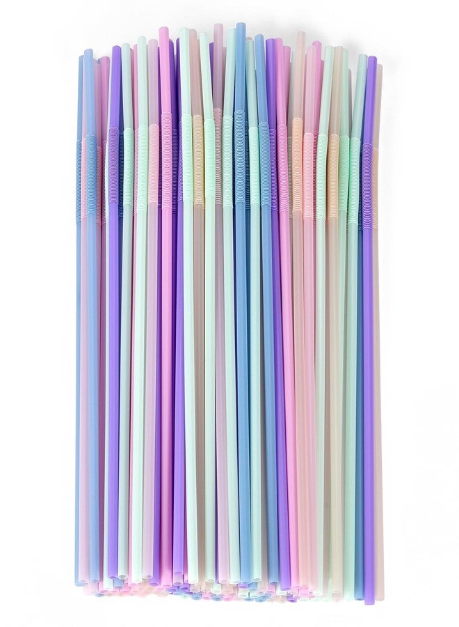 ONEYIM [100 Pcs] Disposable Plastic Drinking Bendy Straws - 10.24" Long and 0.24" Diameter Colorful Cute Flexible Long Straws for Juice,Coffee,Milk,Cocktail, Bachelorette/Birthday Party, Bridal/Baby Shower - Image 1